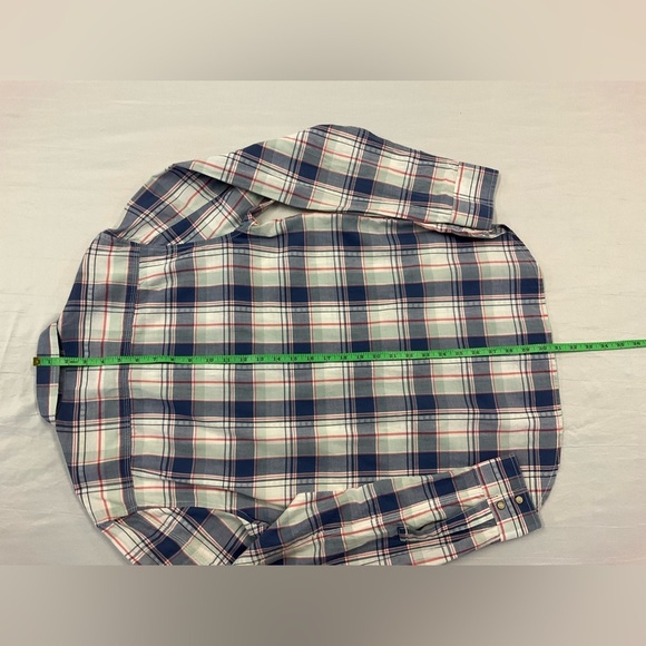 LUCKY BRAND Men’s Blue Green Plaid Long Sleeve Shirt Western Pearl Snap, sz SM - Picture 6 of 7